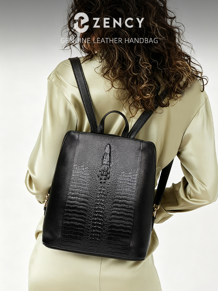 Women Bags With Laptop Compartment - Mochila Zency de piel de cocodrilo